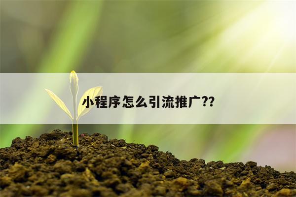 小程序怎么引流推广?？